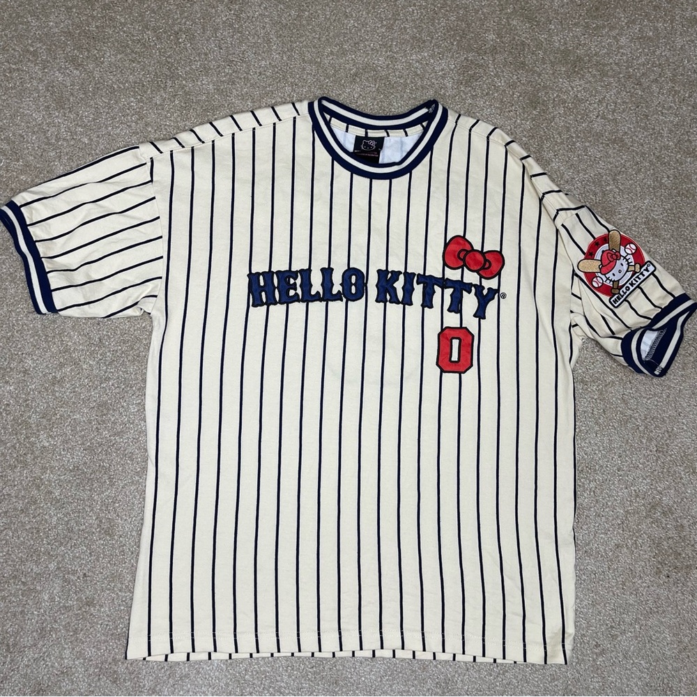 ❌SOLD❌Sanrio Hello Kitty Striped Baseball Jersey 100% Organic Cotton Women's XS